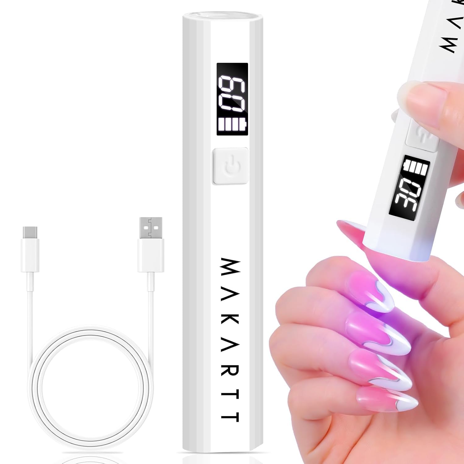 Makartt Mini lampe à ongles UV portable pour durcir le vernis gel colle – lampe à ongles rechargeable USB avec écran LCD