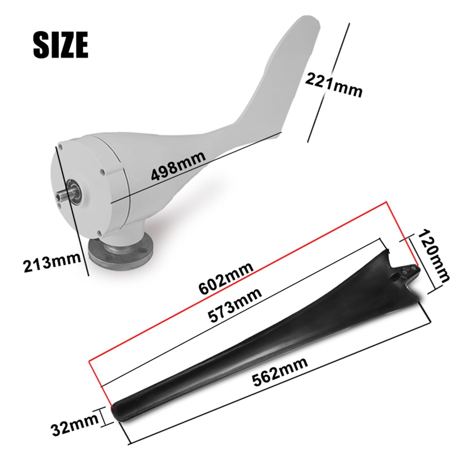 1000W Poziomy Generator Z Turbiną Wiatrową 48V 24V Alternatywne Generatory Energii Wiatrak Z Kontrolerem MPPT(Wind Turbine Only,12V)