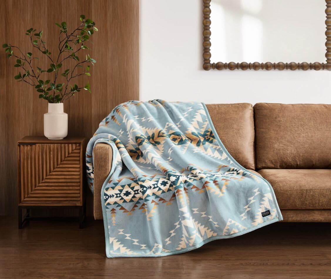 Pendleton Throw Blanket Soft Lightweight Decorative Blanket for Sofa, Couch, or Bed – Cozy Fall Throw Blanket for Living Room or Bedroom Decor and Gifts for Women, 50" x 70" (Blue Multi)