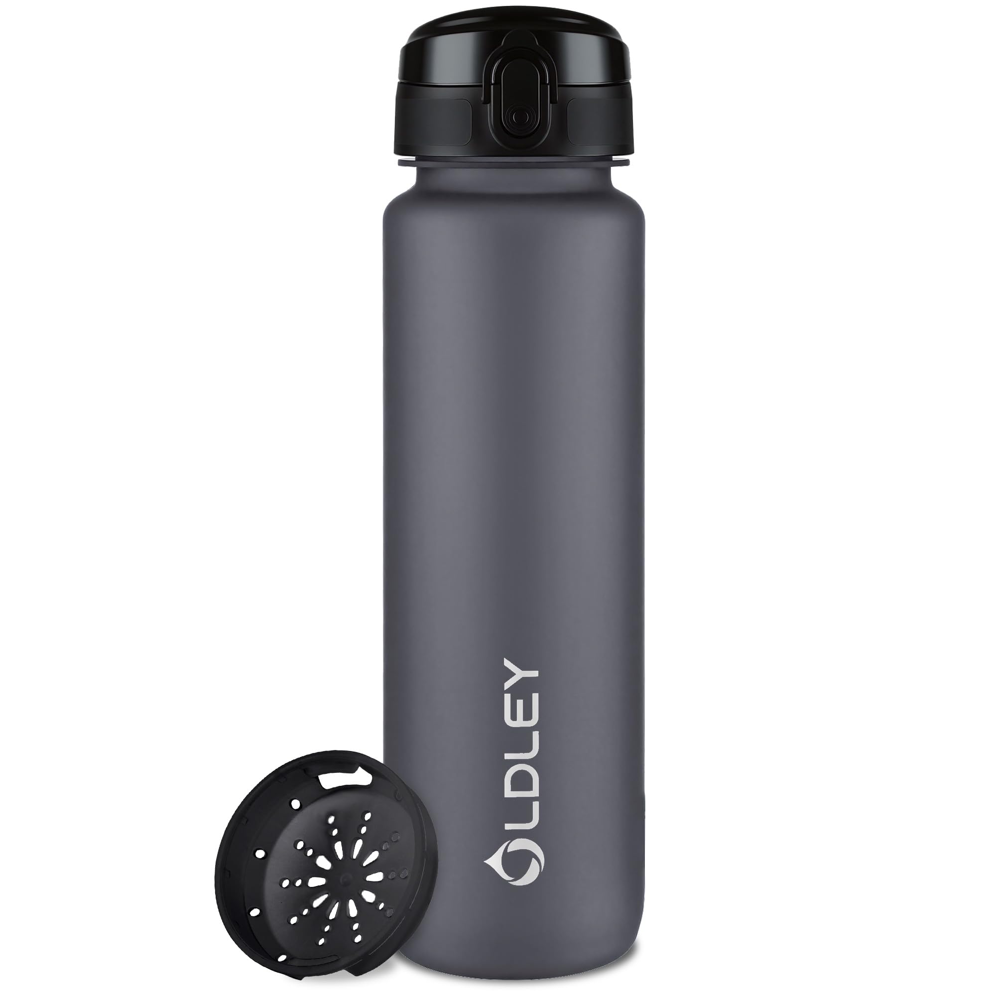 OLDLEY 1 Liter Wasserflaschen mit Sieb, BPA-freie, auslaufsichere Trinkflasche, leichte, wiederverwendbare 1000ml Tritan Sportflasche für Radfahren, Fitness, Universität, Sport, Outdoor, Büro, Camping