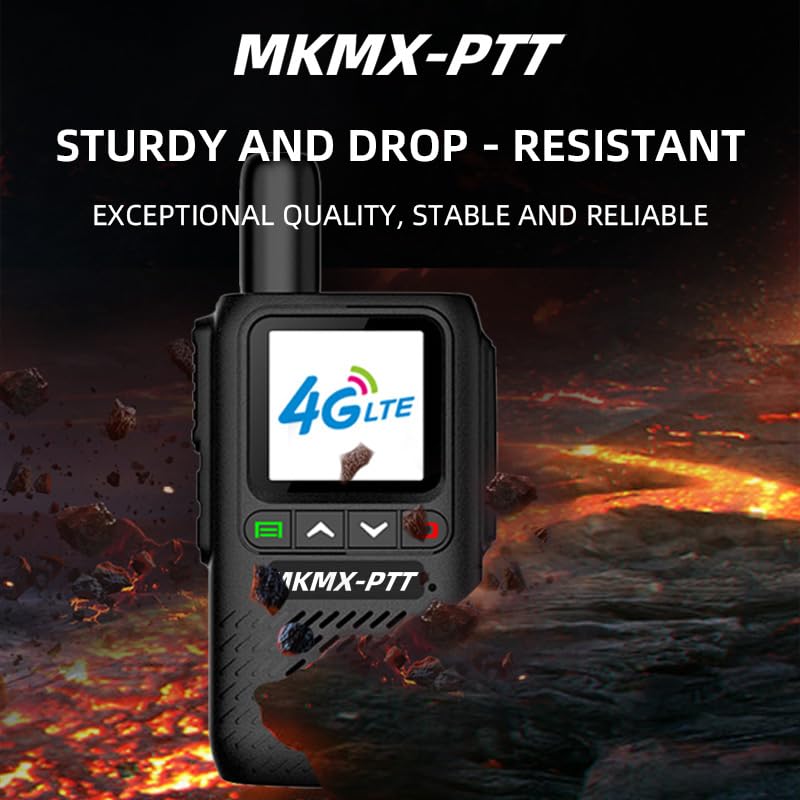 MKMX-PTT Walkie Talkie 4G LTE Szyfrowanie Głosu 6000mAh Kompatybilny z Kartami SIM 152 Krajów Prognoza Pogody Wysokiej Jakości Dźwięk Czarny (1)