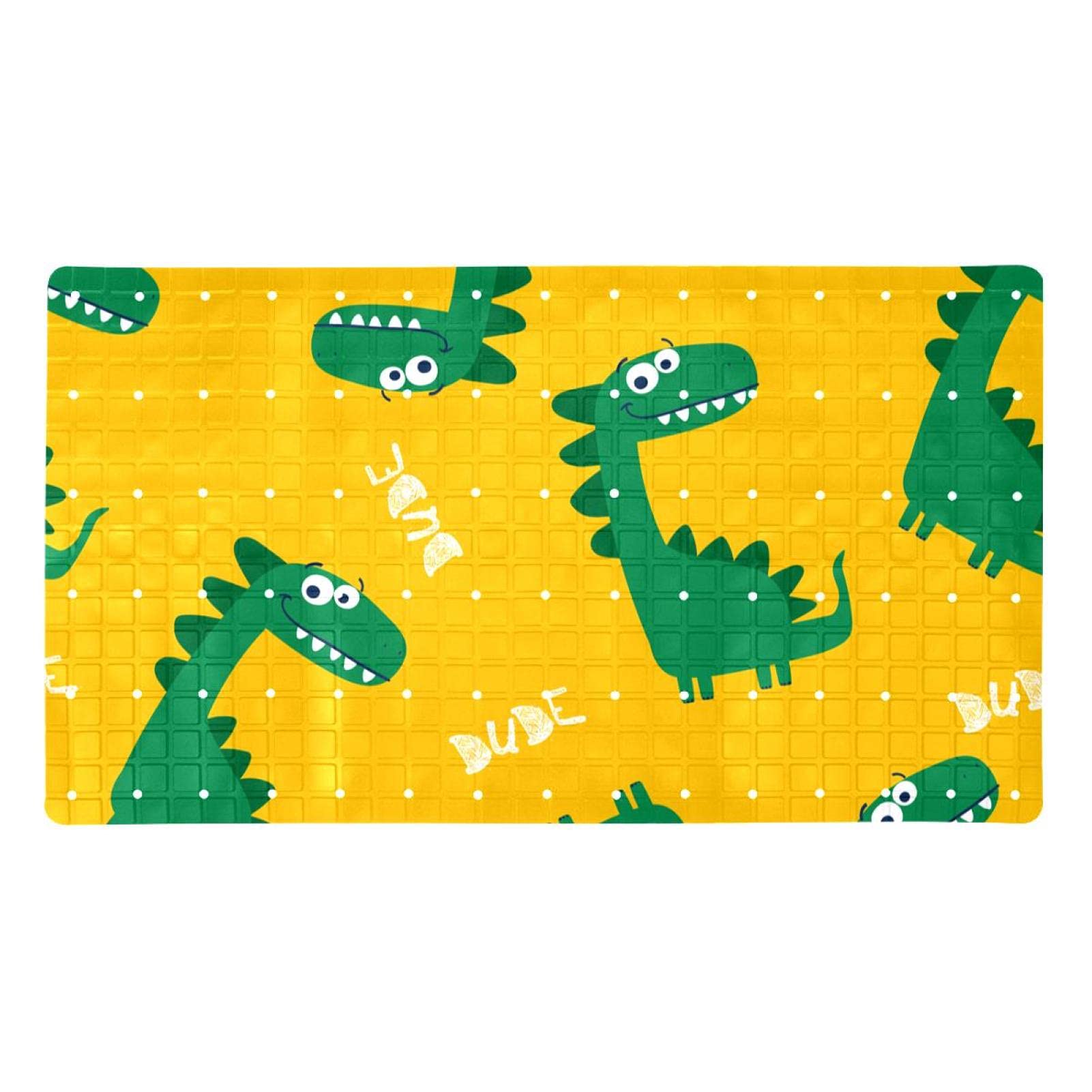Rutschfeste Badematten mit süßem grünem Dinosaurier-Motiv, für Badezimmer, rechteckige Badewannenmatte, maschinenwaschbar, 40 x 70 cm