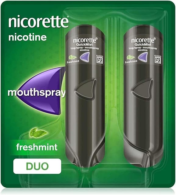 Nicorette Quickmist Mouthspray, Freshmint Nicotine Mouthspray, 2 Units x 150 Sprays (packaging may vary), 2 count (Pack of 1)
