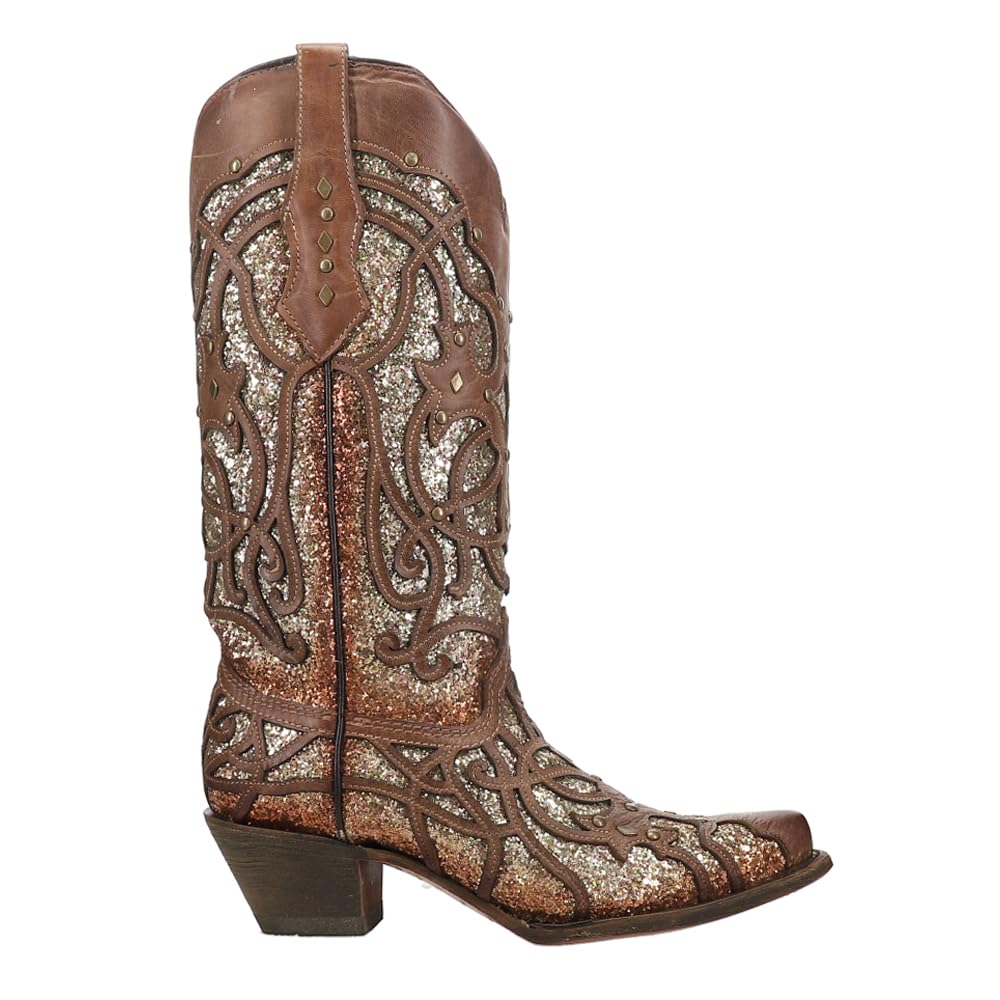 Corral Boots Glitter Tooled Inlay Snip Toe