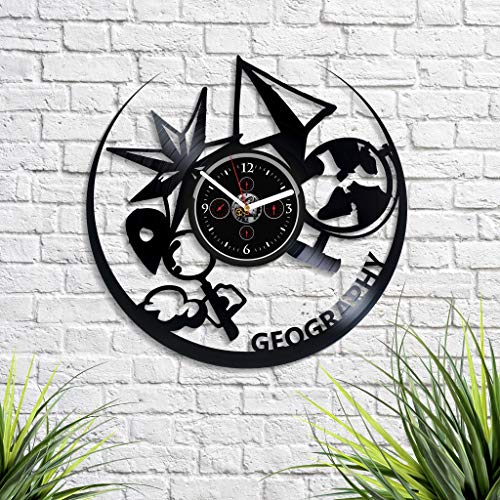 Handmadecorp Geography Wall Clock Vintage Vinyl Record Retro Wall Clock Large Geography Art Study Geography Wall Clock 12 Inch Birthday Gift Geography Gift New Year Gift School Exclusive Wall Clock #TOP1