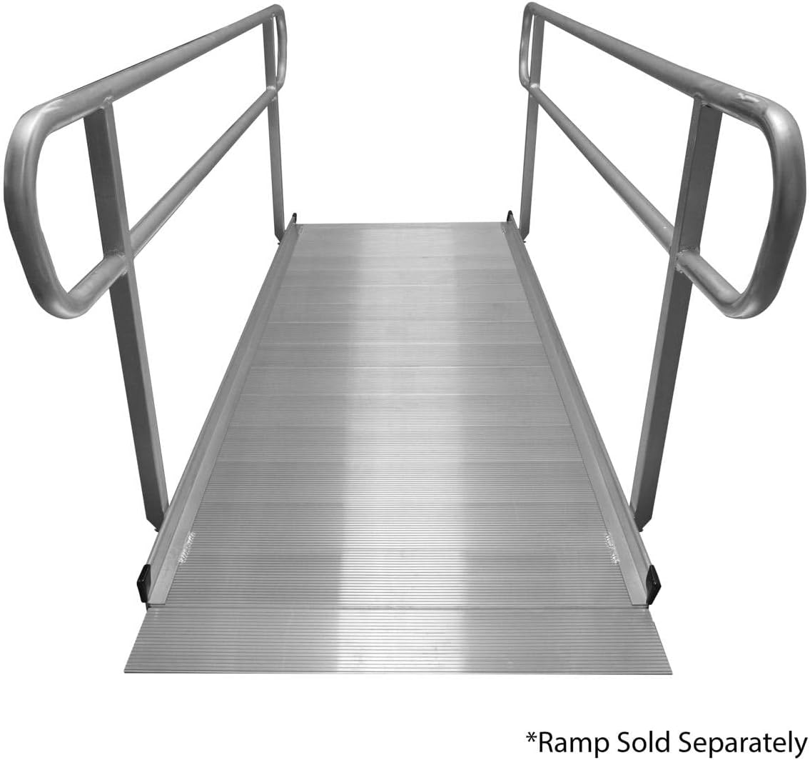 Titan Ramps Wheelchair Entry Ramp Handrails Only 8' Brushed Aluminum -
