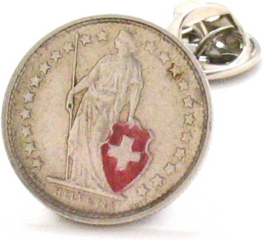 Switzerland Coin Tie Tack Lapel Pin Zürich Geneva Swiss Suisse Bijoux épinglette Schweiz Schmuck Reversstift Alps Ski