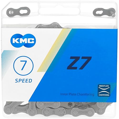 KMC Bike Chain Z7, High Performance Bicycle Chain, Quality & Highly Compatible with Chamfered Inner Plates, Shifting Performance Bicycle Chain, Multi-Speed Bike Chain, 1/2" X 3/32" - 114 Links