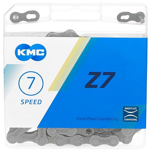 KMC Cadena de bicicleta Z7, cadena de bicicleta de alto rendimiento, calidad y altamente compatible con placas interiores biseladas, cadena de