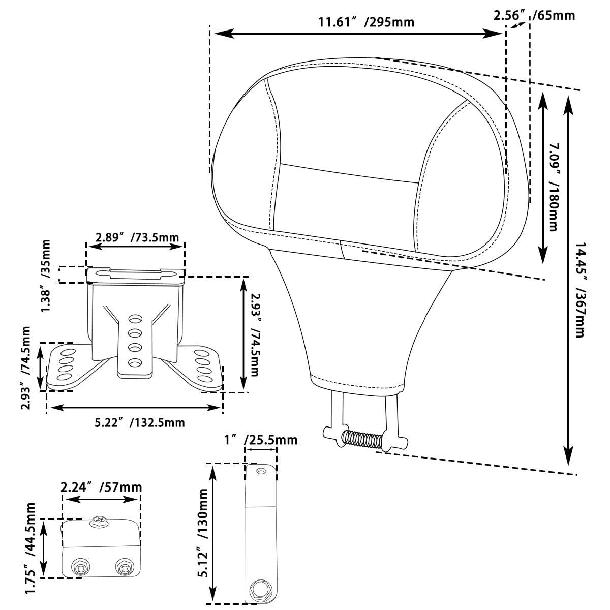 Kit de dossier réglable Hokuotolite, coussin de dossier détachable pour conducteur de moto/coussinet de dossier avec couture pour Harley Touring Electra Glide CVO Road Glide Road King Street Glide