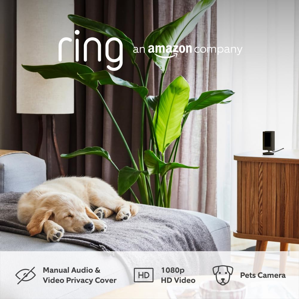 Ring Indoor Camera (2nd Gen) | Plug-In Pet Security Camera | 1080p HD, Two-Way Talk, Wifi, Privacy Cover, DIY, alternative to CCTV system | 30-day free trial of Ring Home | 3 Cameras