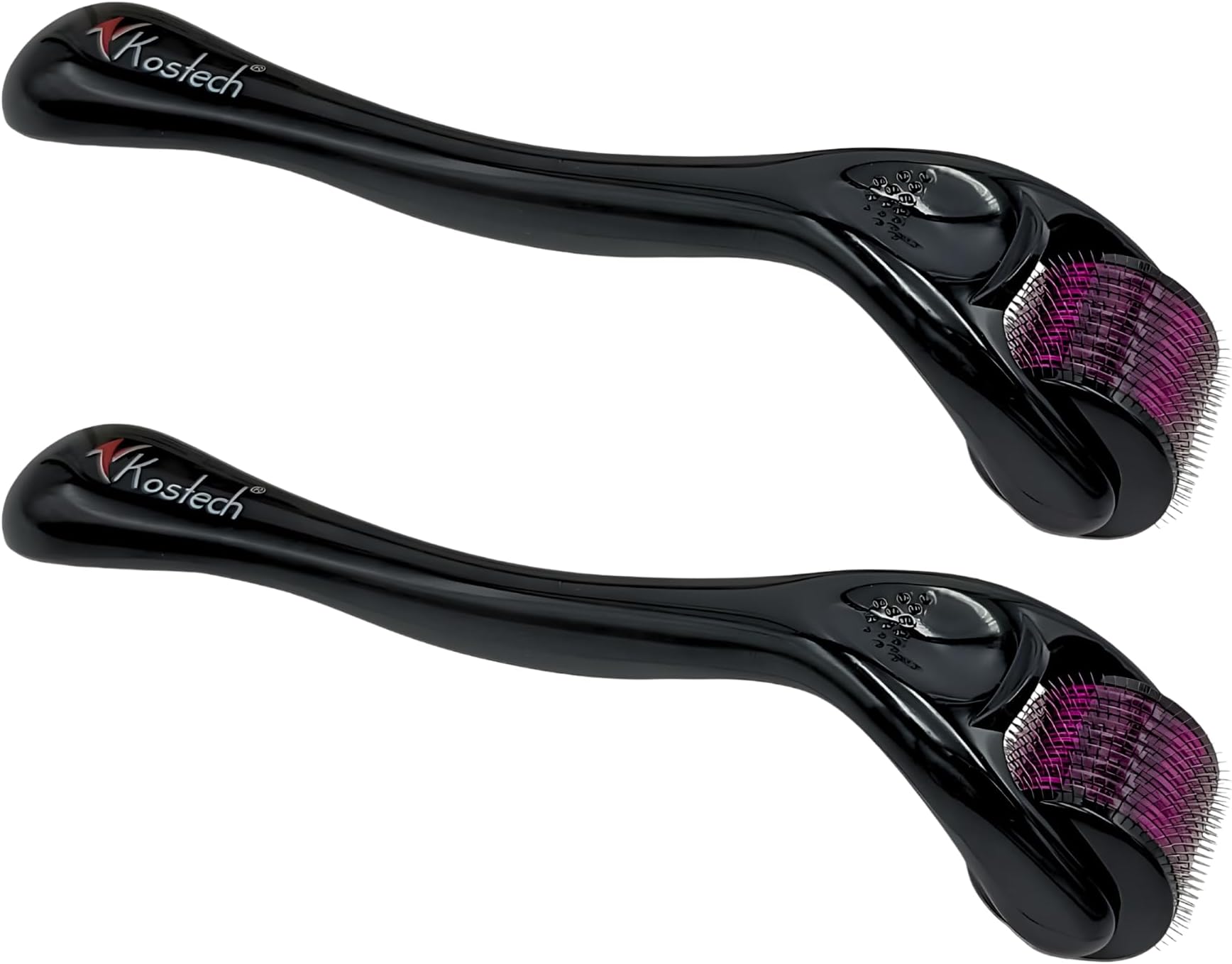 Kostech Derma Roller for Hair Growth 540 Titanium Microneedles | Beard Growth Roller for Men | Skin Care Microneedling Roller for Face, Acne Scars & Hair Regrowth– For Men & Women (Pack of 2, 2.5mm)