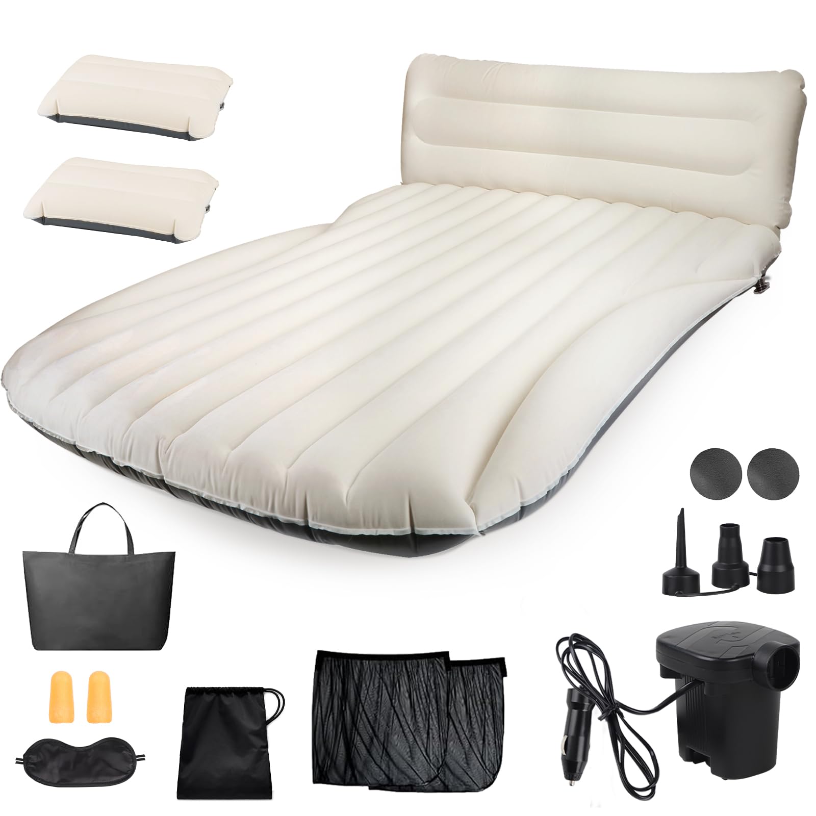 SWAWIS Colchon Coche Colchón Hinchable Colchon Inflable SUV Colchon Coche Colchon Hinchable con Bomba de Aire y Accesorios para Dormir en el Coche para Viajes Camping Aire