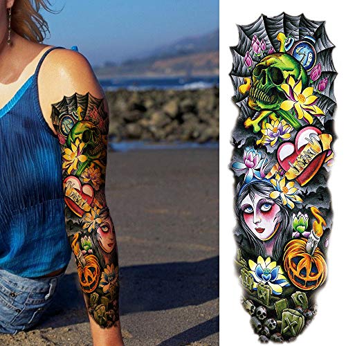 Kotbs 24 Sheets Full Arm Temporary Tattoo, Large Arm Sleeve Tattoo Waterproof Temporary Tattoos for Women Men Body Art Tattoo Sticker Fake Tattoo - Thumbnail 6