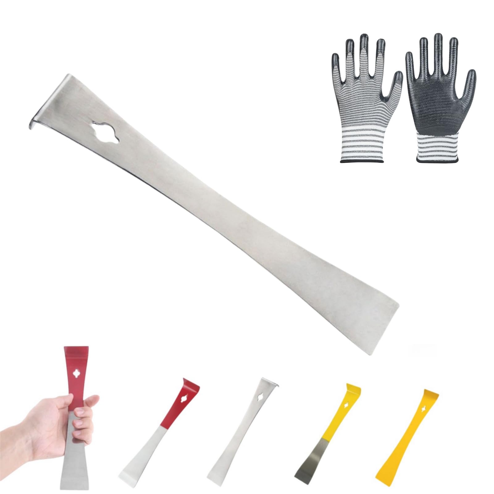 Knubbuf Silver Woodworker's Multi-Purpose Magic, Stainless Steel Pry Bar Scraper Set, Woodworker's Multi-Purpose Magic Tool, Mini Pry Bar Scraper Tool For Pull, Pry And Scrape (Silver)