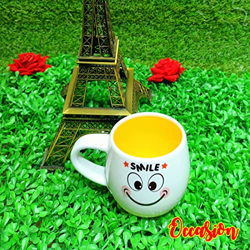 Image of Occasion White Emoji Smily Happy Ceramic Milk /Coffee /Tea /Juice Mug -250ML (Smile Emoji White Mug)