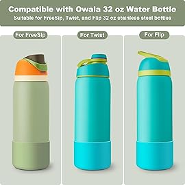 Alwenid 2PCS Silicone Water Bottle Boot for Owala 32 Oz, Anti-Slip Protective Sleeve Bottom Bumper Protector for FreeSip, Twist, and Flip Stainless Steel Water Bottles (Mint)