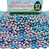 Hershey Milk Chocolate Eggs, 2.2 Lbs Bulk Assorted Spring Pastel-Colored Foil Wrappers, Individually Wrapped Easter Candy for Kids Basket Filler, Easter Eggs, Treat Bags