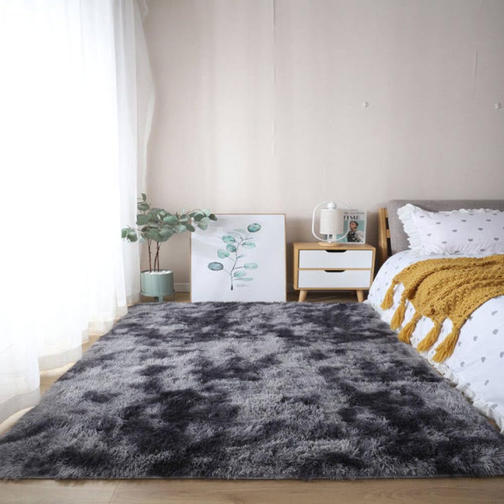Tapis en peluche noir 80x160cm pour salon et chambre