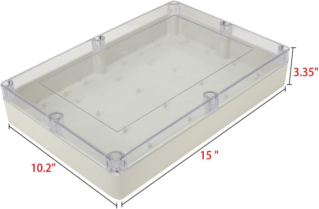 uxcell 15"x10.2"x3.35"(380mmx260mmx85mm) ABS Junction Box Universal Electric Project Enclosure Clear