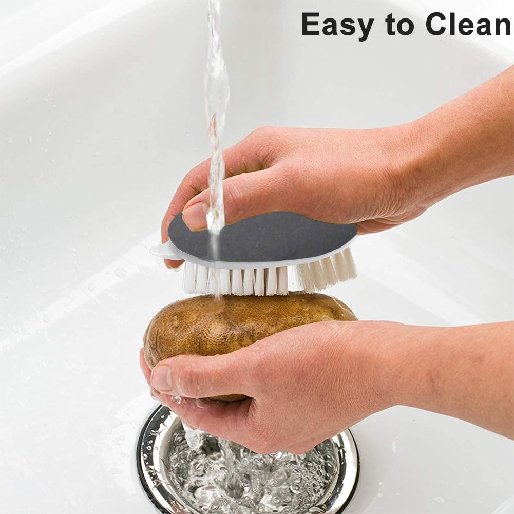 Brosse de nettoyage pour fruits et légumes, antidérapant, gris