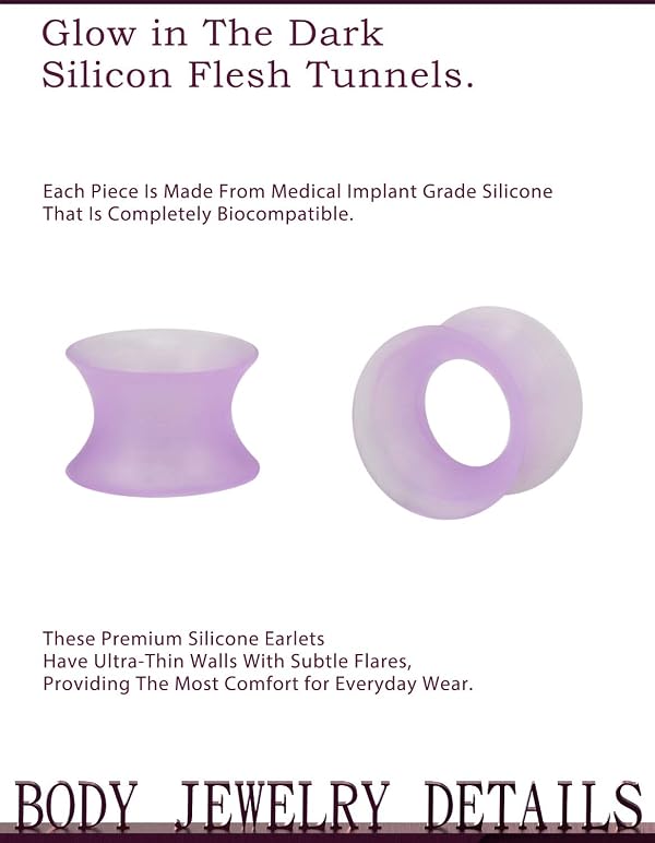 Jenxnjsjo 2g Silicone Tunnels Size 2 Gauges Plugs for Women Men Ears 6mm Glow in The Dark Plastic Rubber Retainer Ear Stretching Kit Double Zero Plugs Gage Starter Kits Gauging Plug Earrings Set by Jenxnjsjo - Used condition - Image 3
