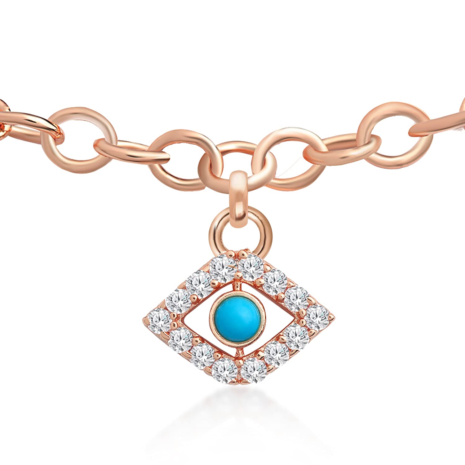 MINUTIAE Rose Gold Plated Anklet Evil Eye Nazariya With Crystal Diamond Turquoise Painjan Payal For Women and Girls (B09CGY28R1) Amazon Price History, Amazon Price Tracker