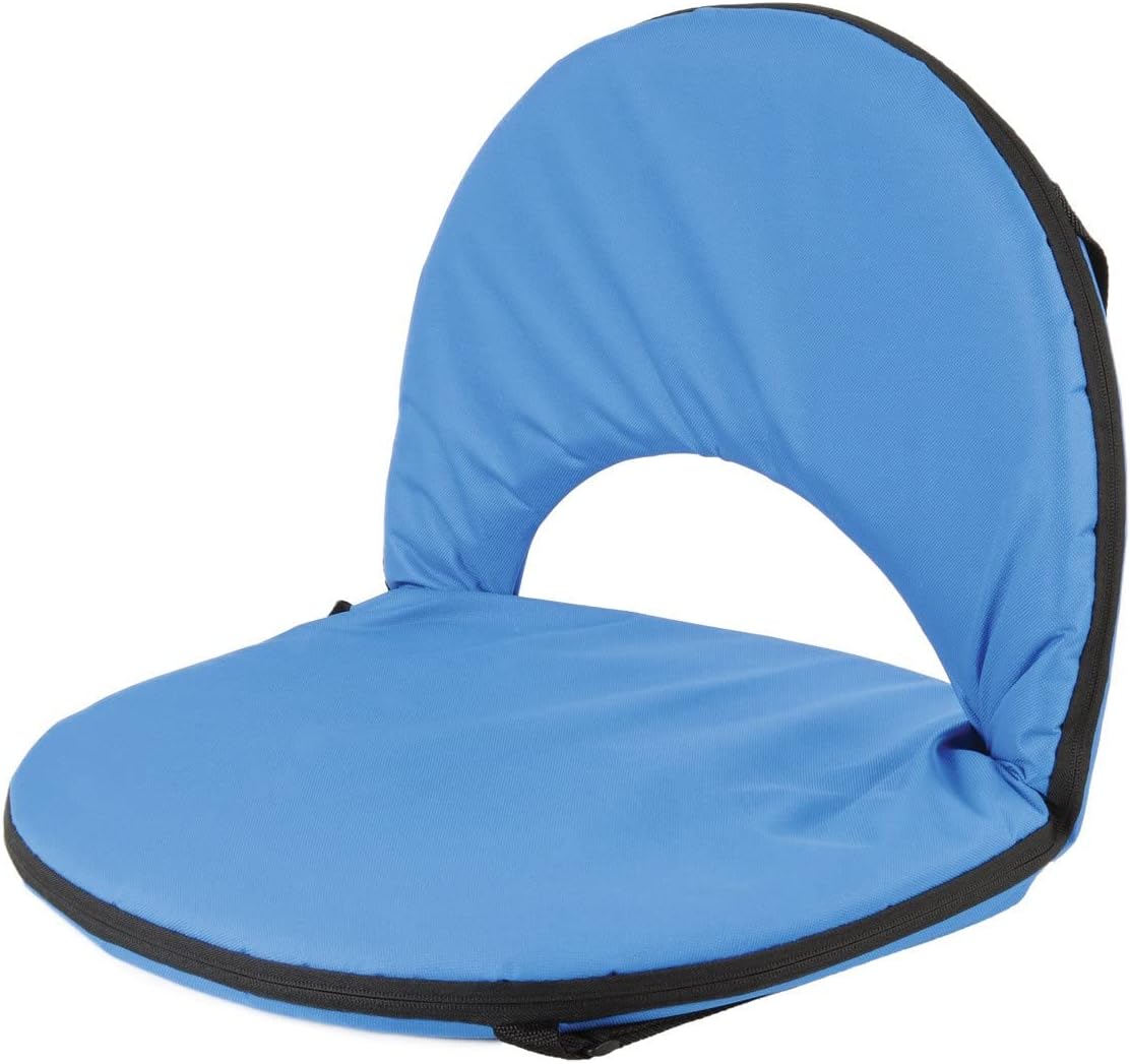 Kaplan Early Learning Go Anywhere Portable Chair with Reclining Padded Backrest, Steel Frame, and Shoulder Strap for Easy Transport, Blue