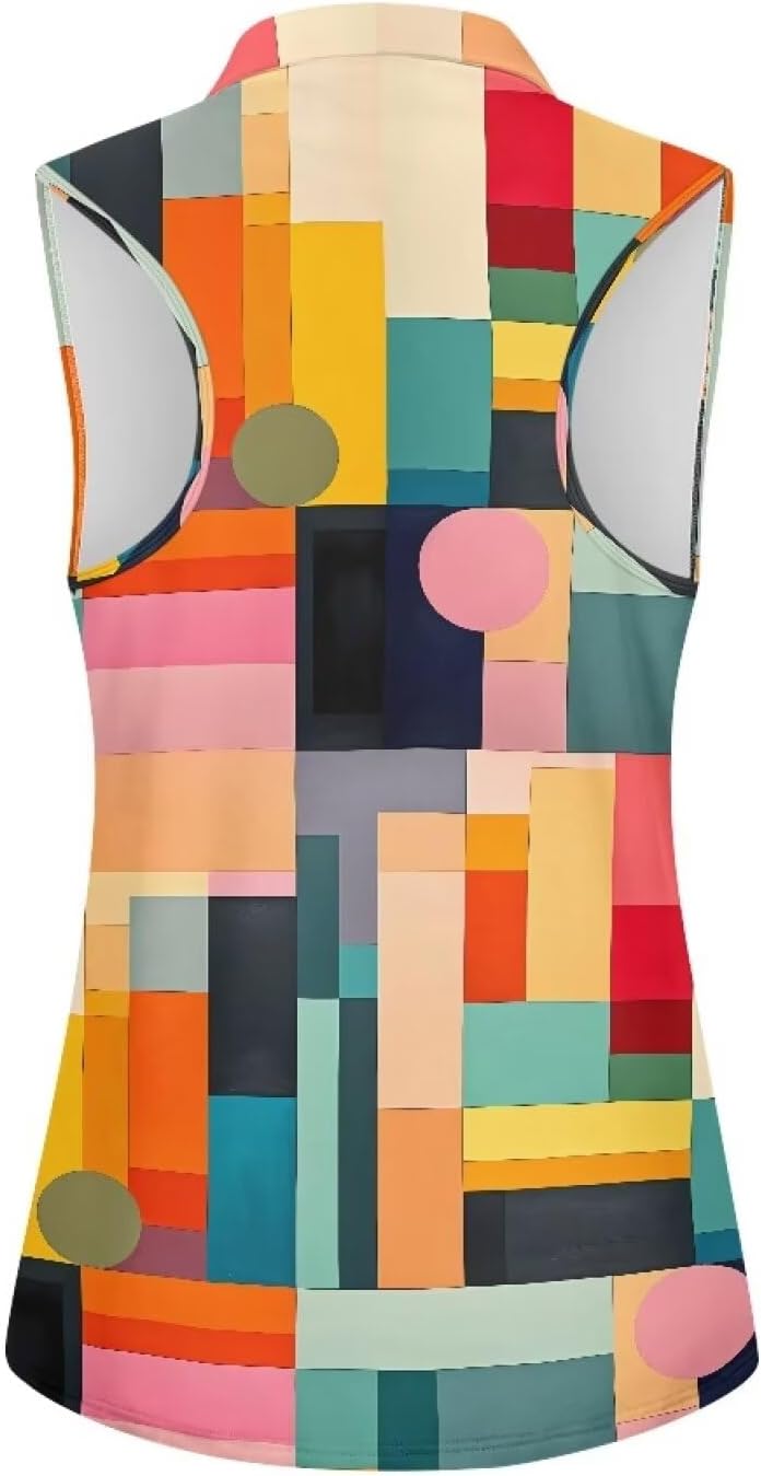 Mumeson Women's Sleeveless Golf Shirts Lightweight Half Zip Up Racerback Tennis Tank Tops Quick Dry Athletic Shirt