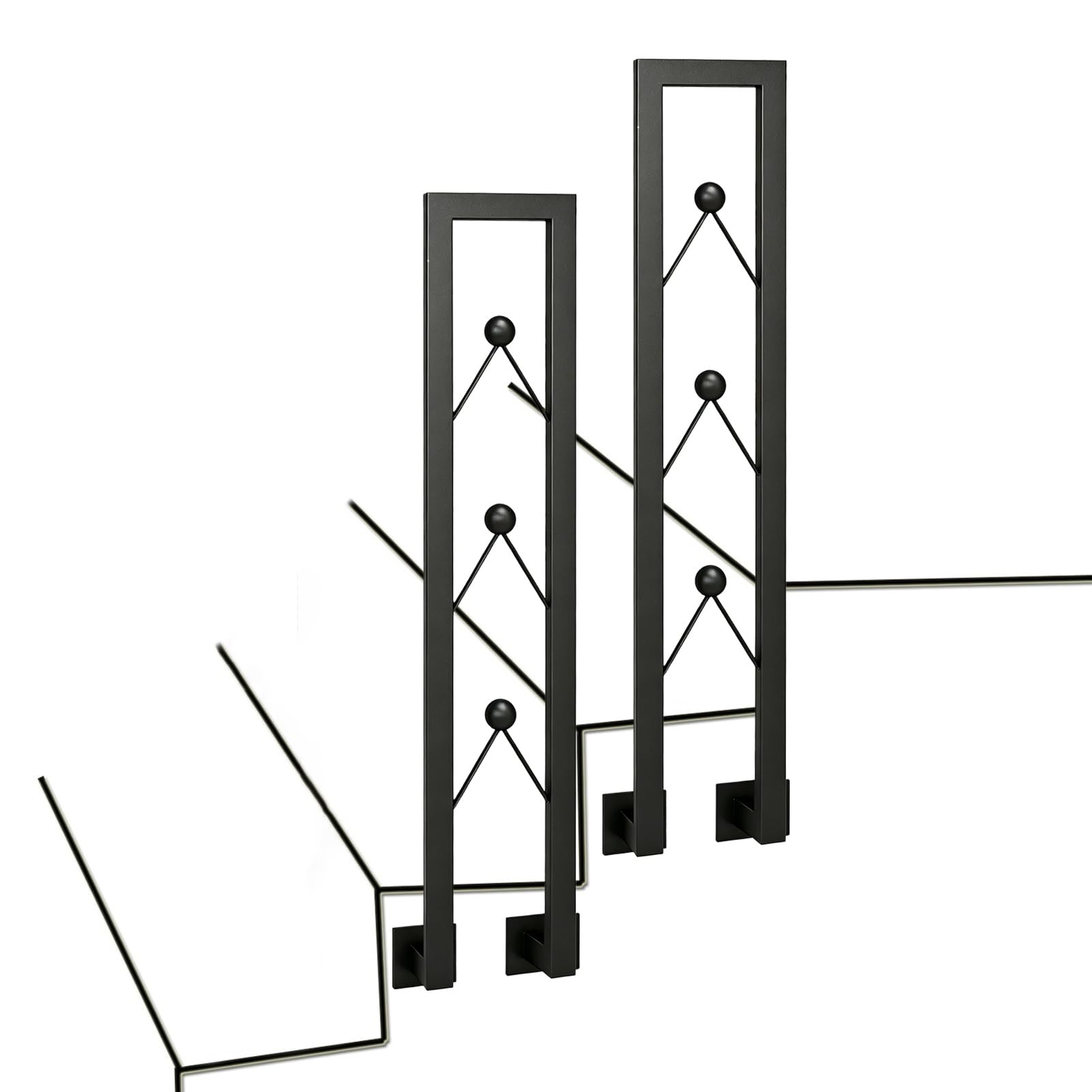 Industrial U-Shape Stair Railing Fits 1 Step, Black Handrail Pickets (1-Pack) for Indoor Loft Stairs Terrace Corridor Garden - Metal Wrought Iron(95cm/37in)