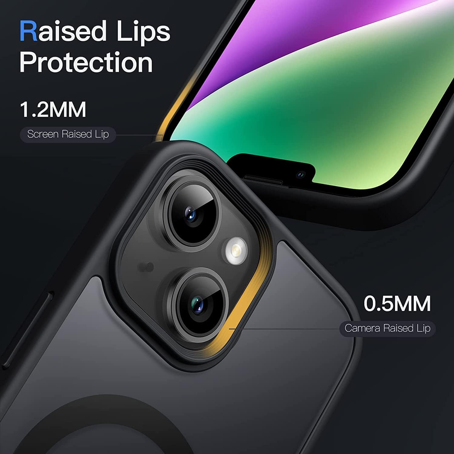 Enflamo Polycarbonate Matte Back Cover Case Compatible with Mag-Safe Designed for iPhone 14 Plus/iPhone 15 Plus | Ultra Hybrid Camera Bump Protection (Black) — Amazon image 4