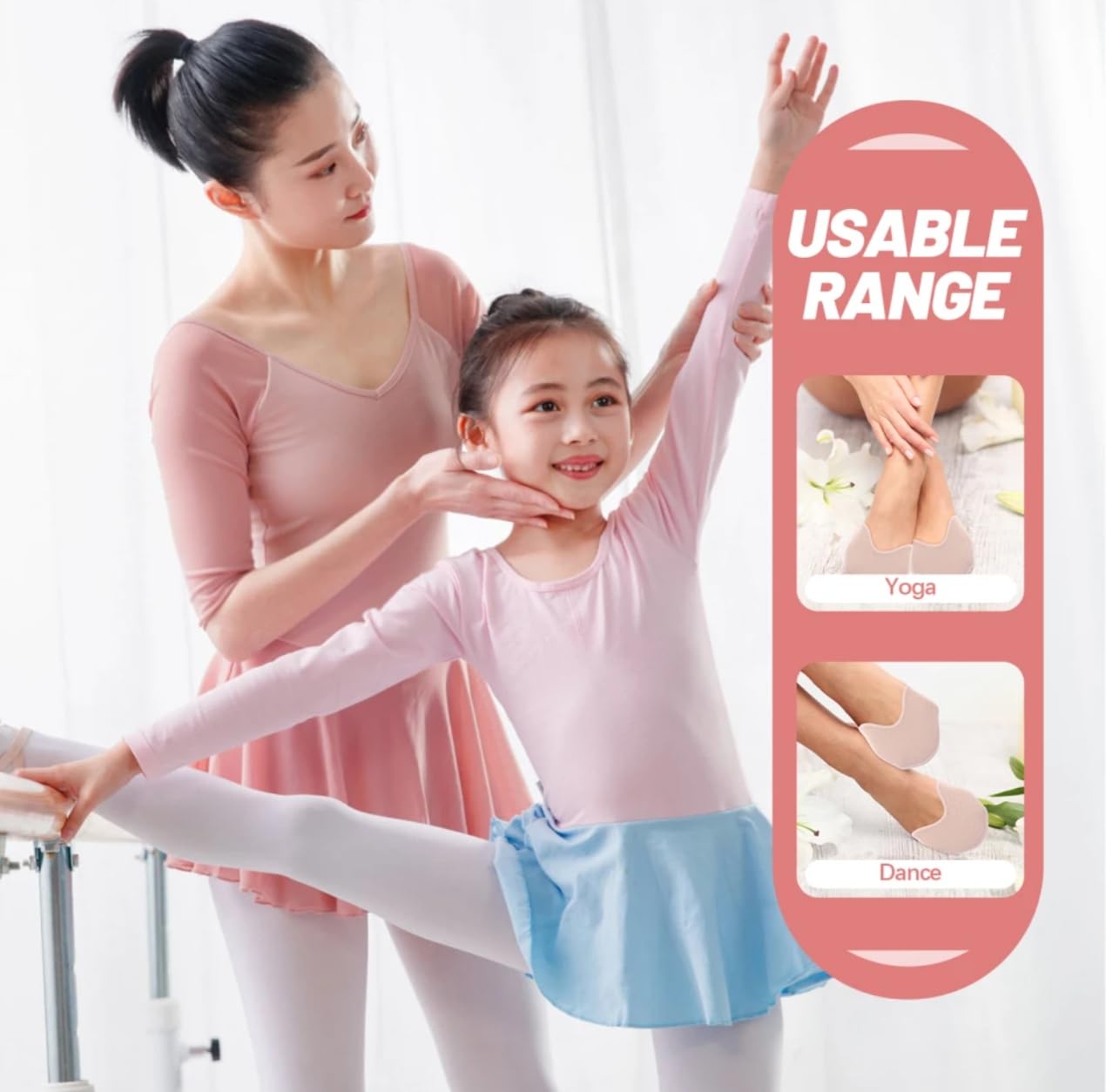 Ballet Pointe Set Ballet Shoes Pointe Toe Pads High Heel Toe Protector Pads Front Feet Inserts Cushion Wear-Resistant Protectors Yellow