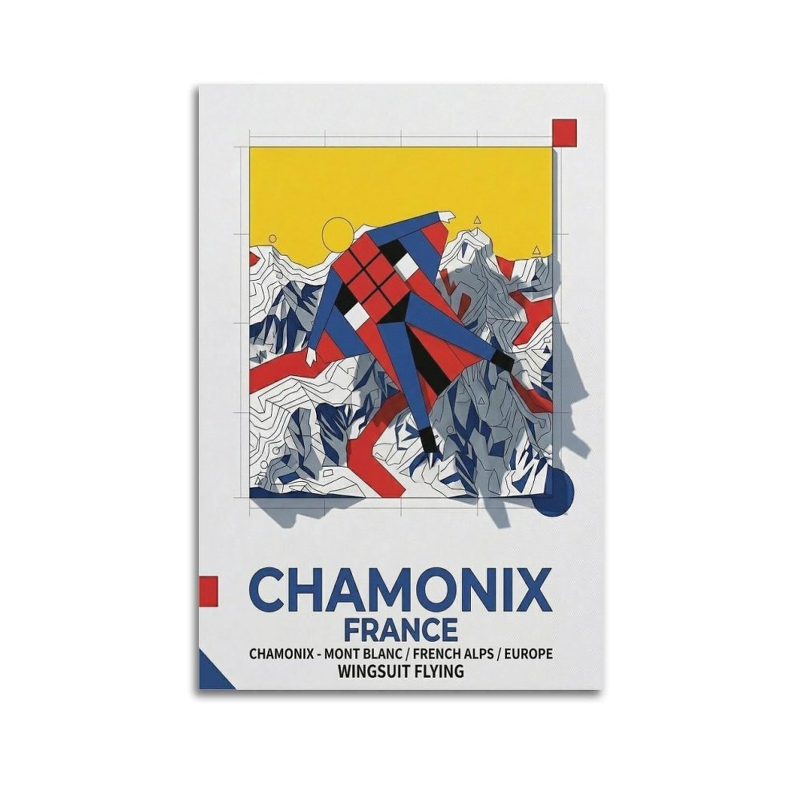 OKAHYS Sport Travel Poster France Chamonix Wingsuit Flying Modern Decorative Canvas Prints - Ideal Wall Art for Family, Man Cave, Game Room, Boys & Girls Bedroom 16x24inch(40x60cm)