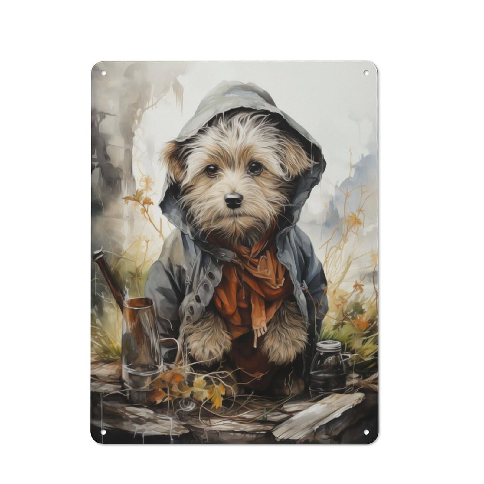 Junmoney Wizard Dog Vintage Metal Plaque 40X30cm Featuring For Pub Or Café, Suited To Café Interior Fans