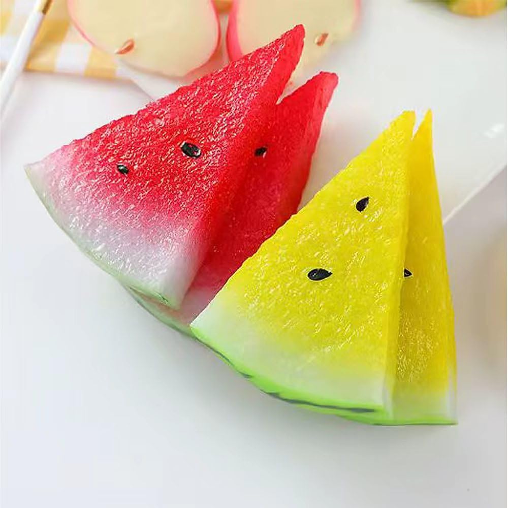 Fake Watermelon Slice Artificial Fruits Highly Simulated Slices Lifelike Red Kids Home Kitchen Decoration Photography Props 2 Colors 6 PCS