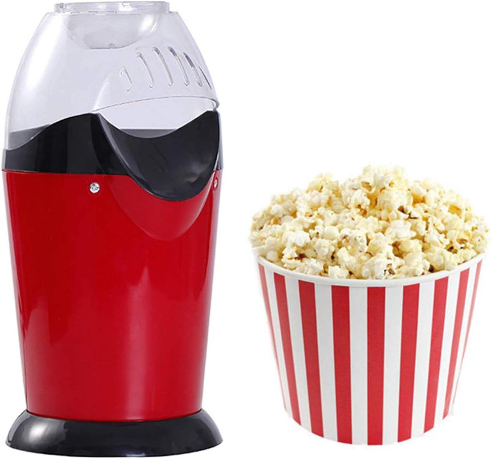 CUSMA Macchina per Popcorn Ad Aria Calda, Macchina per Popcorn Elettrica Senza Olio da 1200 W con Misurino da 60 G E Coperchio Superiore, per Casa, Carnevale E Feste