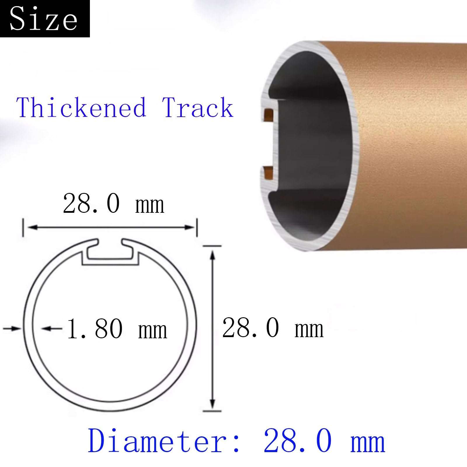 Muter Tringle à Rideaux Barre de Rideau de Douche Type de Crochet Tringle de Douche pour Salon Chambre Porte Armoire(Rose gold,2.60 m/8.5 ft)