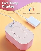 Vista 5 de Calentador de toallitas para bebé, dispensador portátil de toallitas húmedas para bebé con alimentación USB y control de temperatura, calentador