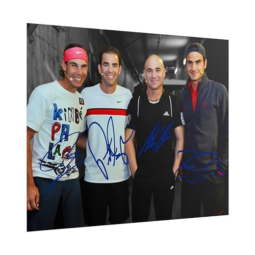 Ikonic Fotohaus Andre Agassi Pete Sampras Roger Federer Rafael Nadal Tennis Legends Signed Photo Autograph Print Wall Art Home Decor