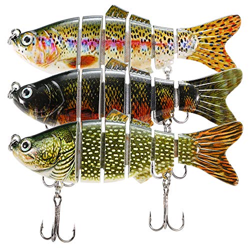 lixada Fishing Lure for Bass 4" Multi Swimbaits Slow Sinking Hard Lure Artificial