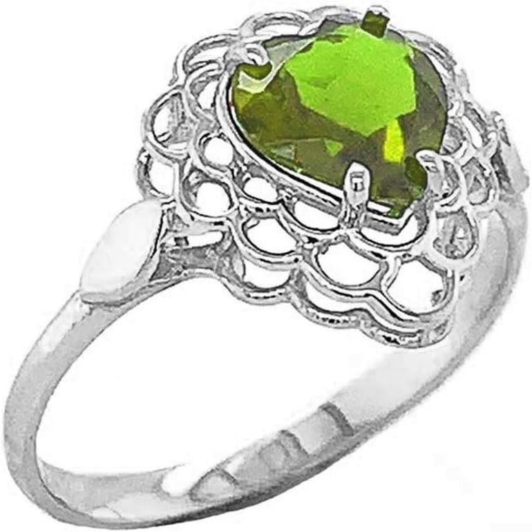 Certified 10k Gold Genuine Peridot Filigree Open-Work Ring