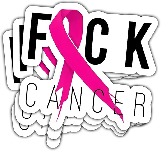 (3Pcs) Breast Cancer Awareness Pink Fighter Ribbon Vinyl Decal Sticker, Fuck Cancer Pink Ribbon Sticker, Breast Cancer Car Decal for Water Bottle, Car, Helmet Decal 5