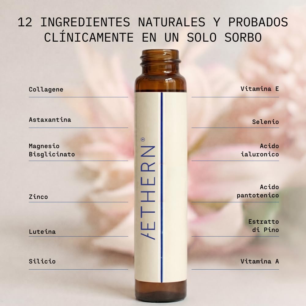 Ultimate Skincare Program - Integratore Liquido con Collagene + Acido Ialuronico per la Pelle. Pronto da Bere. Supporta Idratazione, Tonicità, Luminosità. 28 Fiale