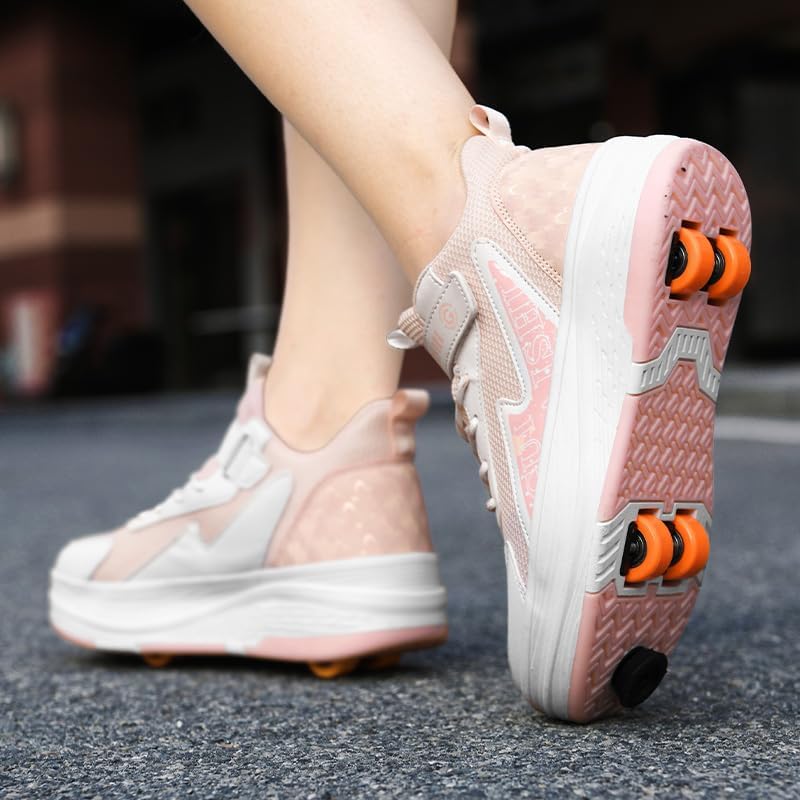 Kids Roller Skate Shoes with 4 Wheels, Lace-Up Sneakers for Boys and Girls, Multiple Colors