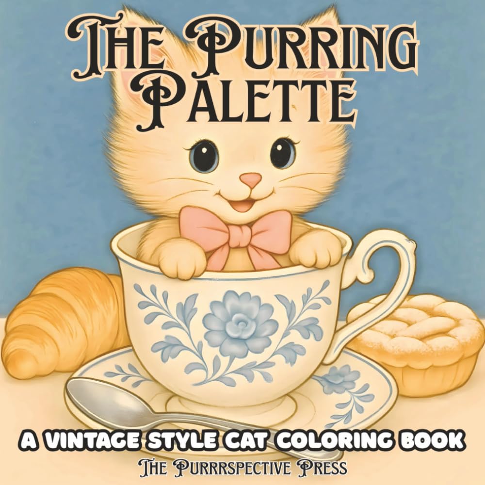 The Purring Palette: A Vintage Style Cat Coloring Book: 8.5x8.5", 41 pages