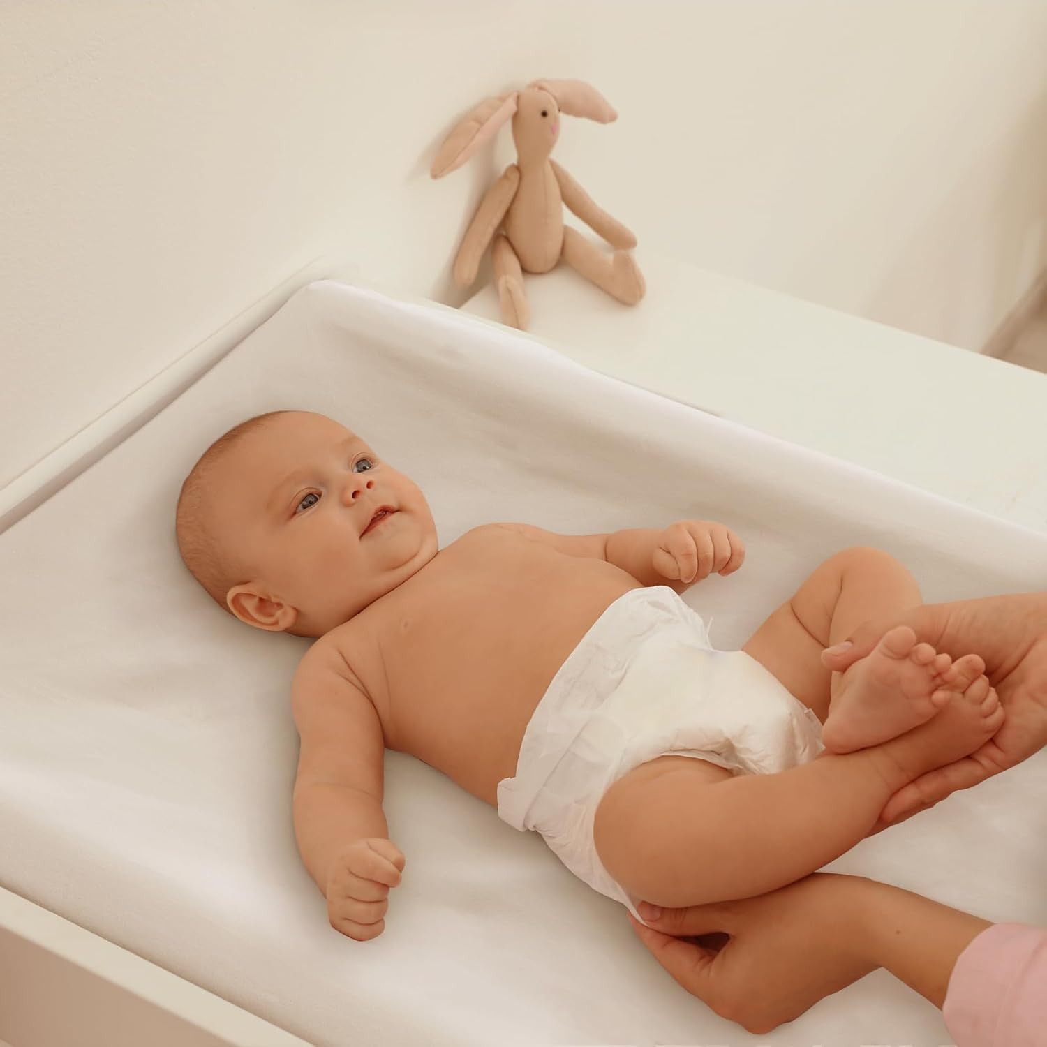 Gllquen Baby Bassinet Sheets 2 Pack, 100% Organic Cotton Bassinet Fitted Sheets for Girls Boys, Soft & Breathable Unisex Baby Mattress Sheet for Standard Bassinets 33"x17"(White) - Image 7