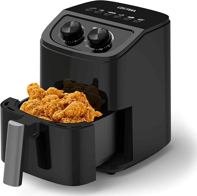 OSTBA 2.5QT Air Fryer pour 1–2 personnes, petite Air Fryer avec 6 Options de menu, Temp manuelle double bouton & Heureur, 3D Rapide Air Circulation, antiadhésive & Lave-vaisselle panier sûr, sans huile cuisine saine