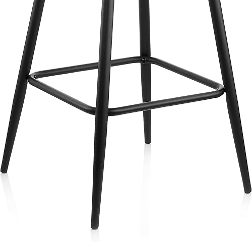 Miniatura 10 de Elama Silla de bar moderna de terciopelo copetudo, juego de 2, color negro