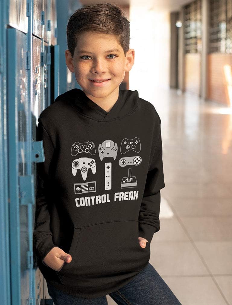 Tstars Control Freak Gamer Hoodie for Kids | Video Game Gift for Boys, Teens, and Console Fans | Gaming Pullover