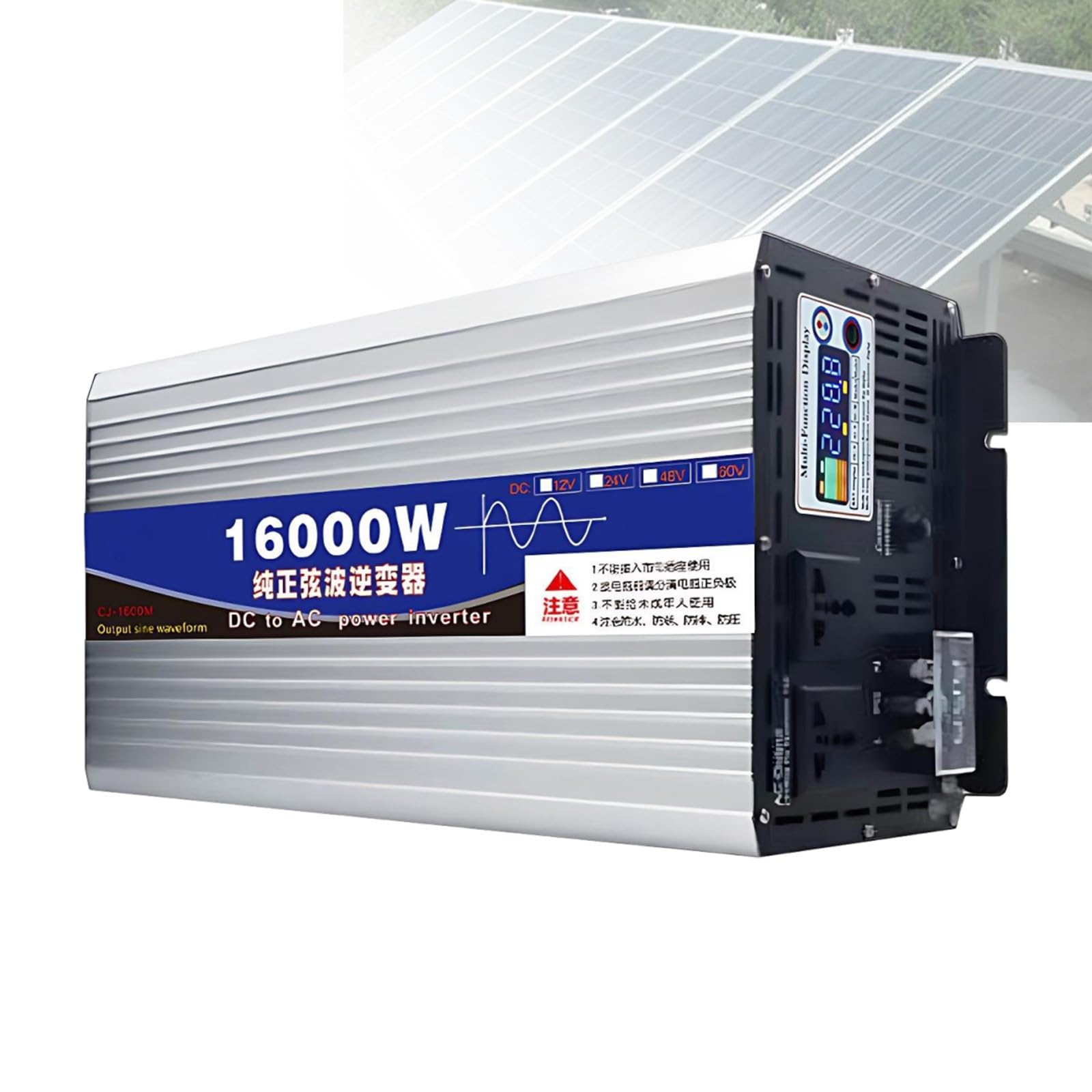 2026 Upgraded Inverter Onda Pura, 16000w/12000w Inverter Auto, Dc 24V/48V/60V/72V a Ac 230V, Display LCD Intelligente, Alimentazione Alta, Per Strumenti Heavy-Duty(16000W,48V)